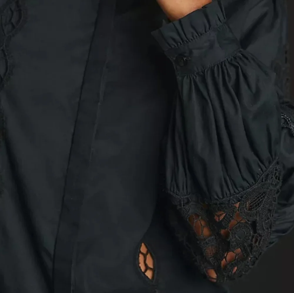 NWT By Anthropologie Cutwork Peasant Button Down Blouse SZ MEDIUM - Picture 6 of 15